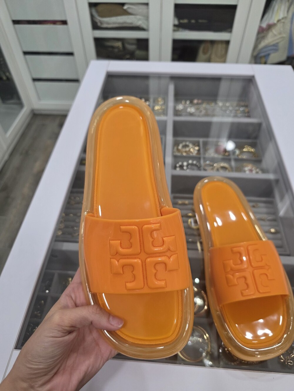 Tory Burch Bubble Jelly Slides - Orange - Size 9 - Picture 3 of 7